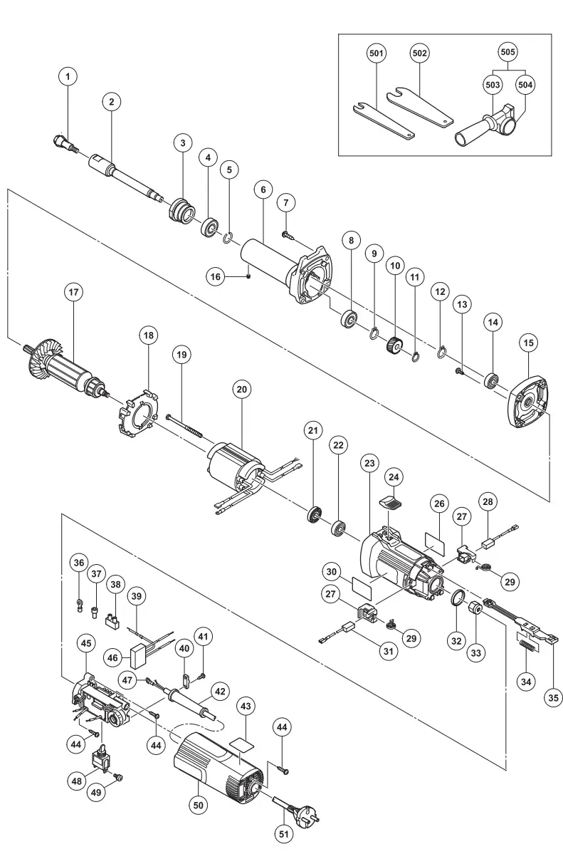 HiKOKI GP 3V Electronic Hand Grinder - Diagram