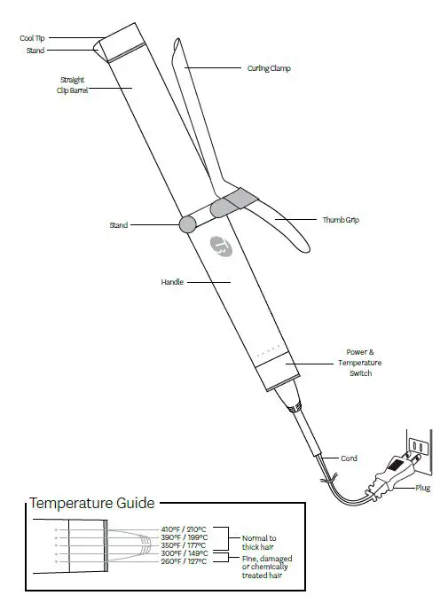 T3 76559 SinglePass Curl 0.75-Inch Clip Ceramic Curling Iron 1