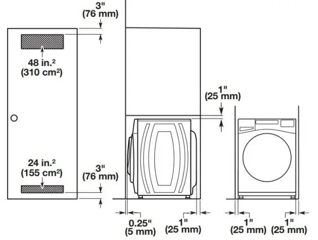 Whirlpool Front Load Washer Owner’s Manual - Recessed area or closet installation