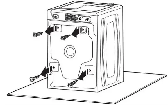 Whirlpool Front Load Washer Owner’s Manual - Remove transport bolts from washer