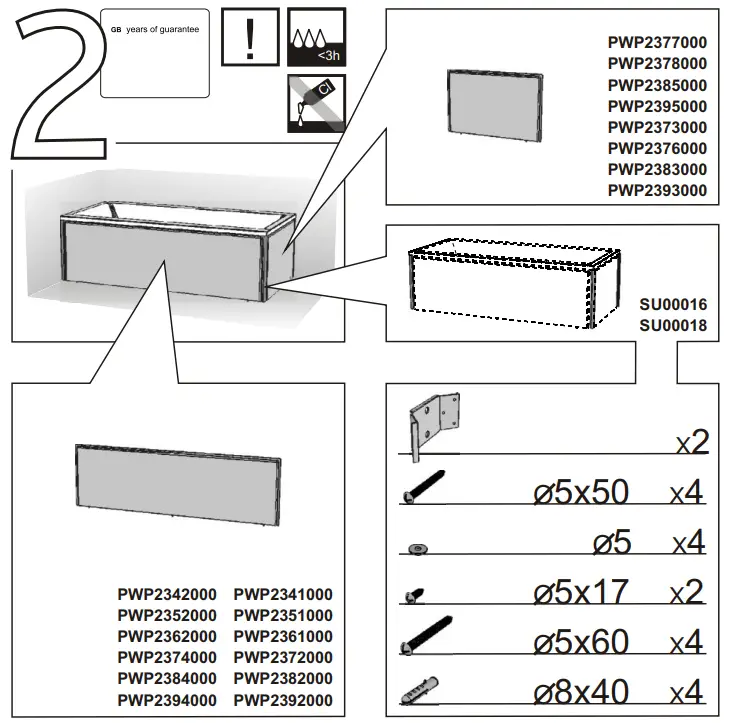KOLO SU00016 Panels For A Corner Bathtub - Fig 1