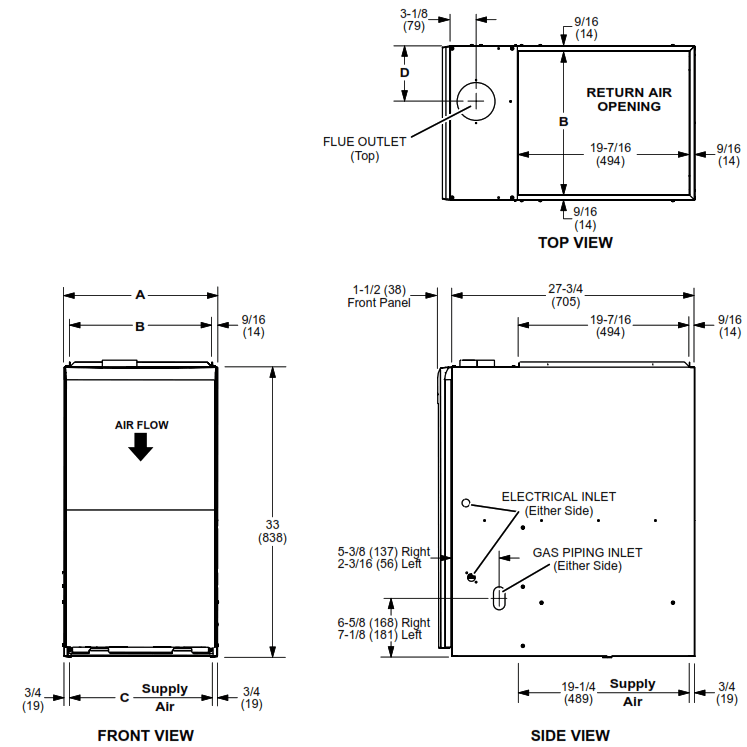 GE APPLIANCES NF80DT Warm Air Gas Furnace Downflow Air Discharge