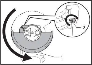 GA4570 Angle Grinder - Installing and removing wheel guard 2