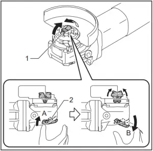 GA4570 Angle Grinder - Installing or removing X-LOCK wheel 1