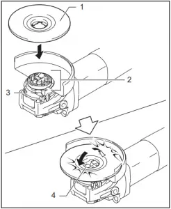 GA4570 Angle Grinder - Installing or removing X-LOCK wheel 2