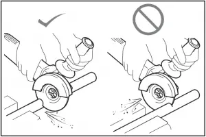 Usage example - operation with abrasive cut-off wheel