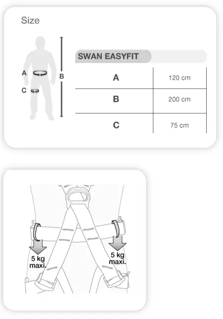 PETZL C062BA00 Swan Easyfit Stainless Harness - Fig 2