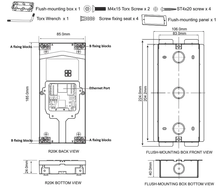 Akuvox R20K Wall Mount SIP Video Door Phone with Numeric Keypad - fig