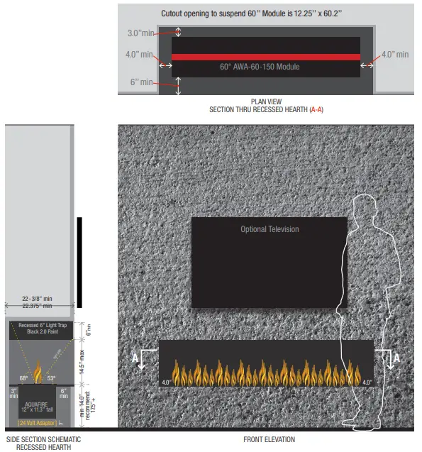 Aquafire AWA-20-50 Water Vapor 20 Inch Built-In Electric Fireplace Insert 2