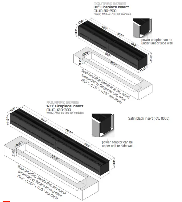 Aquafire AWA-20-50 Water Vapor 20 Inch Built-In Electric Fireplace Insert 6