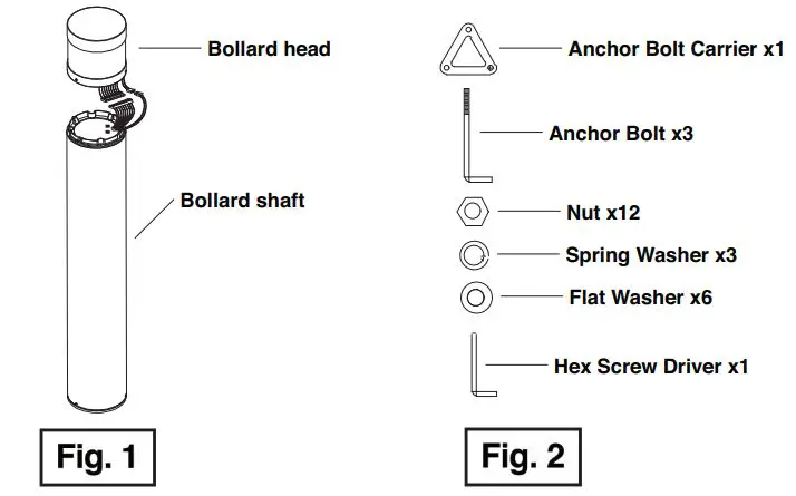 MaxLite Classic Series Bollard CCT Selectable Instruction Manual - Fig 1,2