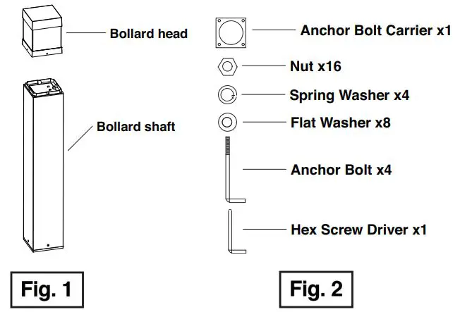 MaxLite Classic Series Bollard CCT Selectable Instruction Manual - Square Bollard Preparation