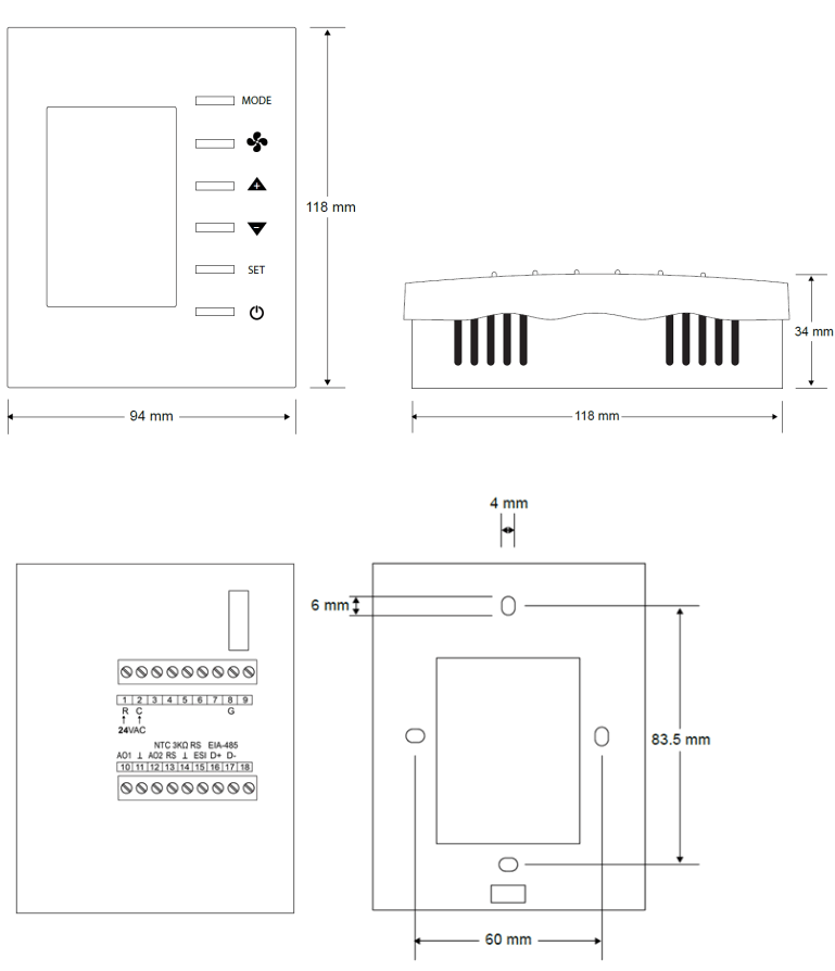 CONTEMPORARY CONTROLS BAST 421C B2 BACnet Communicating Thermostat - Mechanical
