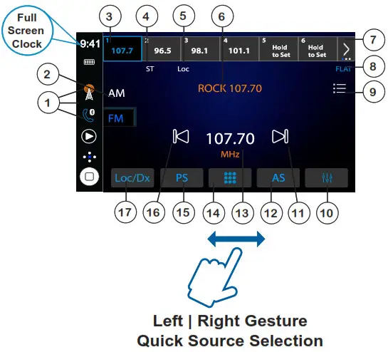 JENSEN CAR68 Multimedia Receiver with 6.8” capacitive touch screen - Tuner Operation