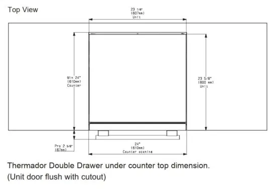 FIG 8 DOUBLE DRAWER REFRIGERATOR CUTOUT DIMENSIONS
