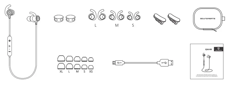 Soundpeats Q30 True Wireless Earphones - Package Content