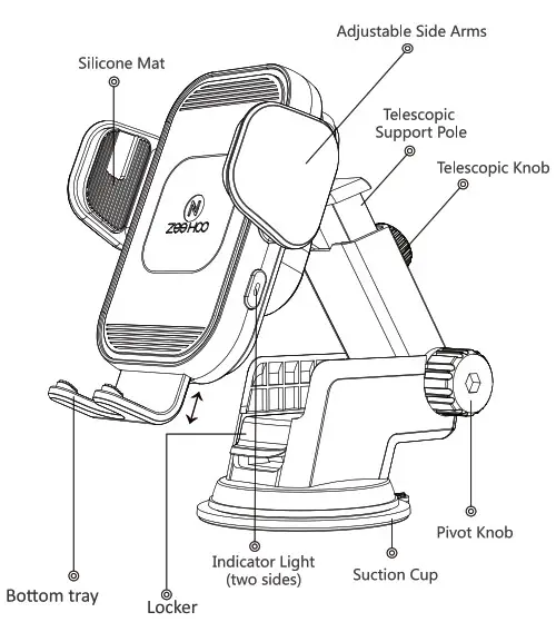 ZeeHoo PowerDrive CC54 Fast Wireless Car Charger - Product Overview 1