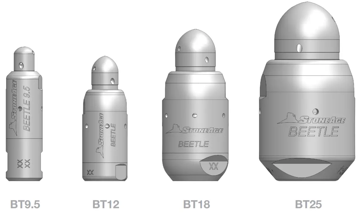 STONEAGE BT95 Beetle Curved Pipe and TUBE Cleaning Nozzels