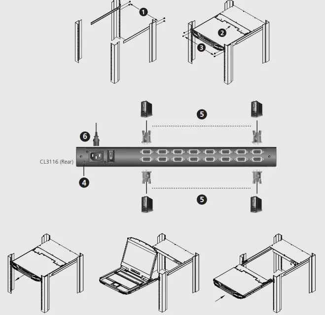 ATEN CL3108 8 16-Port Short Depth PS 2-USB- Hardware Installation