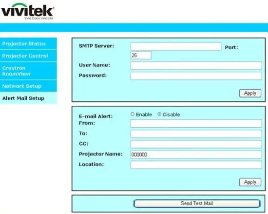 vivitek DU8090Z Projector -alert mail setup
