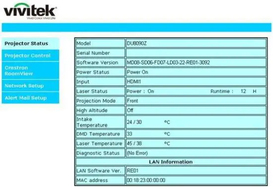 vivitek DU8090Z Projector - project status