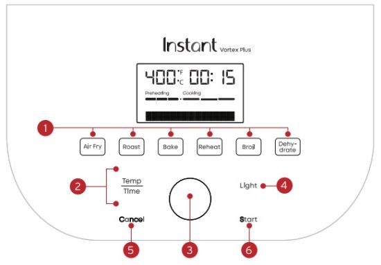 Instant 140 3089 01 6qt Vortex Plus ClearCook OdorErase SS Stainless Steel - Control panel