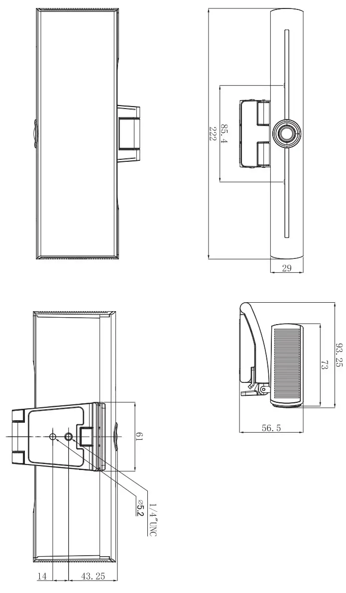 BenQ DVY22 4K AI Digital Zoom Conference Camera - Dimensions