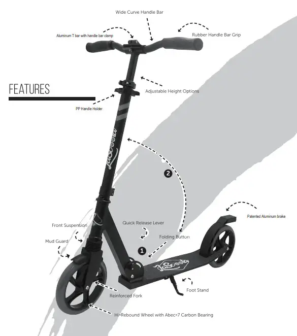 LaScoota 20363056 Deluxe Kick Scooter for Teens Youth Adults-
