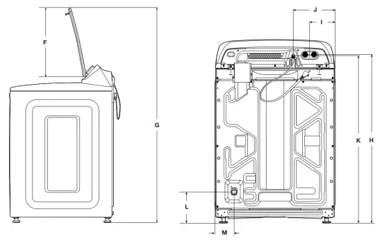 MAYTAG MVW6200KW Top Load Washer with Deep Fill option 4 8 cu ft - DIMENSIONS