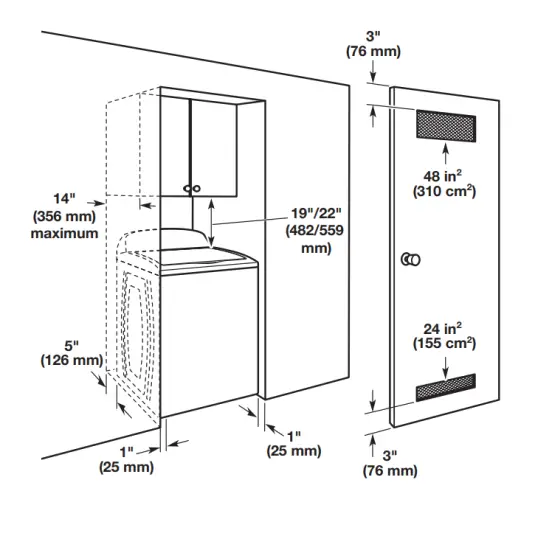 MAYTAG MVW6200KW Top Load Washer with Deep Fill option 4 8 cu ft - DIMENSIONS1