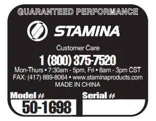 STAMINA Power Tower Owner’s Manual - Guaranteed Performance