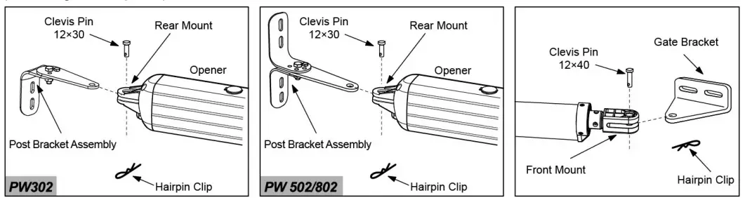 TOPENS Dual Swing Gate Opener hairpin clips