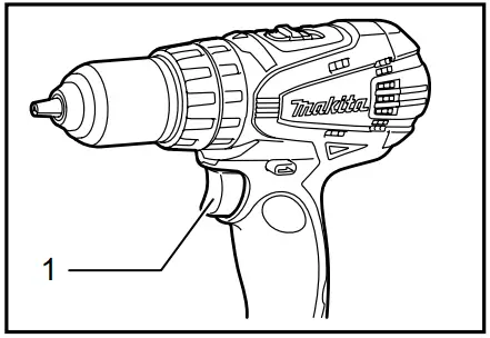 makita DHP446 Cordless Hammer Driver Drill - Switch trigger