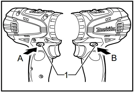 makita DHP446 Cordless Hammer Driver Drill - switch