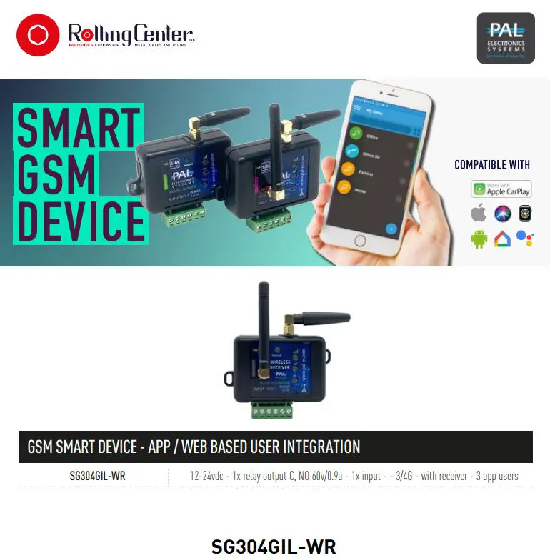 Rolling Center SG304GIL-WR Smart GSM Device Instructions