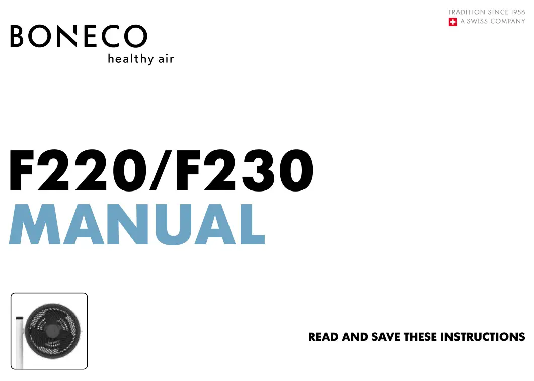 BONECO Air Shower Fan Instruction Manual