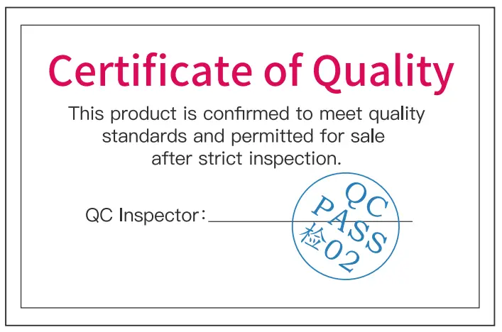 Quality Certificate