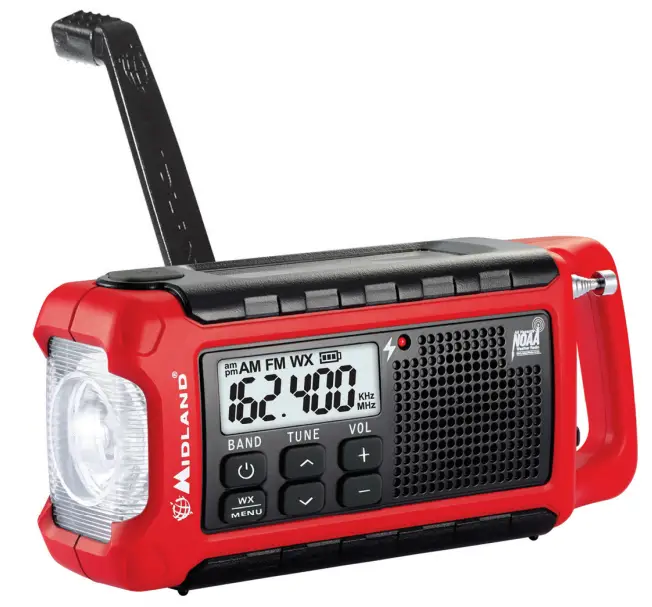 MIDLAND ER210 E Ready Compact Emergency Crank Radio - Power Sources