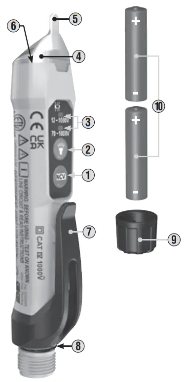 KLEIN TOOLS NCVT 3P Dual Range Non-Contact Voltage Tester with Flashlight