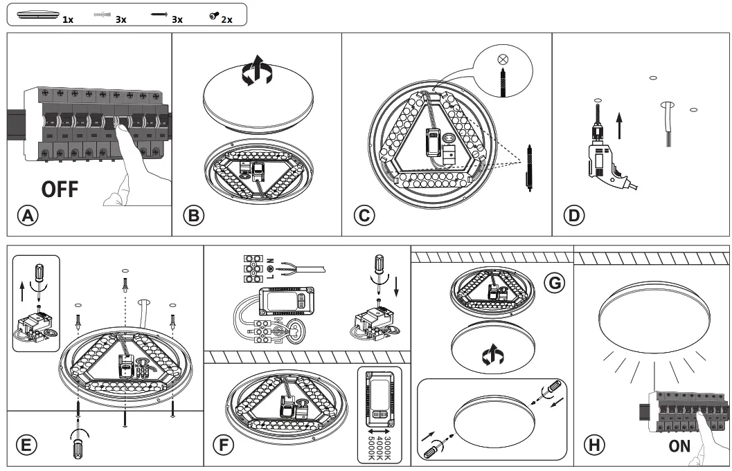 EGLO 204402 Diego LED Oyster Light 18w in Opal White with Crystal Effect - 1