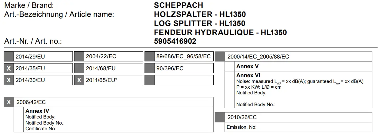 scheppach HL1350 Log splitter fig