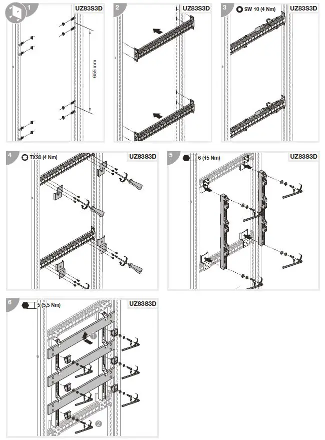 hager UZ83S3 UniversNHC Busbar Support-5