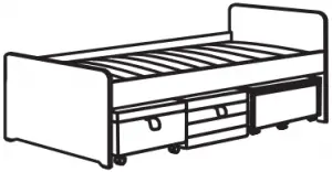 SLÄKT bed frame with seat module and storage