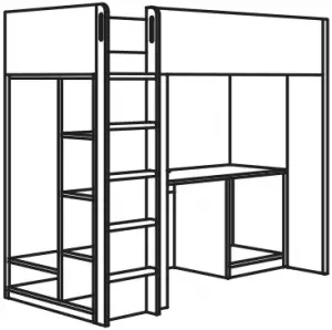 SMÅSTAD Loft bed with desk and storage