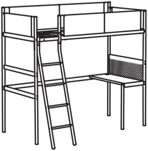 VITVAL loft bed frame + desk top