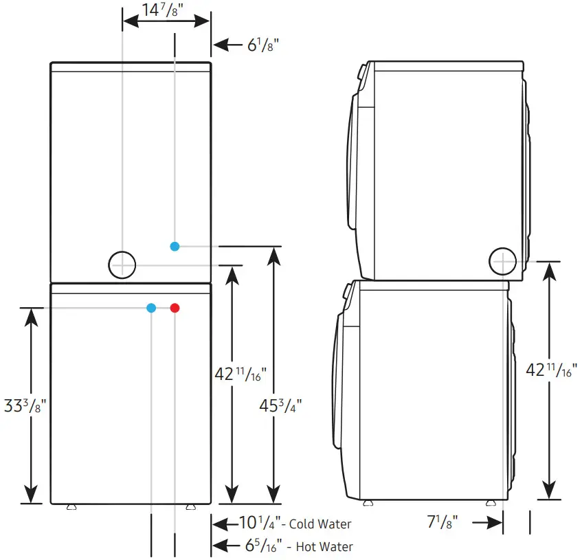 SAMSUNG DVE50BG8300 Smart Electric Dryer - Stacked Pair1