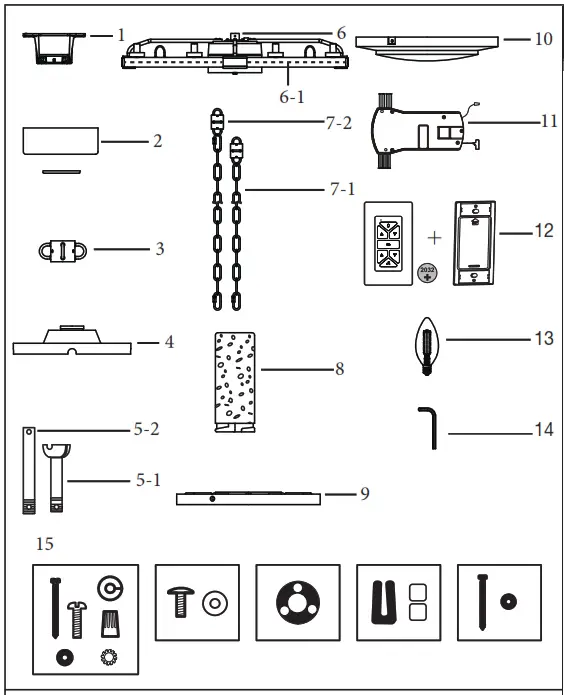 HINKLEY 902928FMB LWD 36 Inch Sawyer Indoor or Outdoor Ceiling Fan - CONTENTS