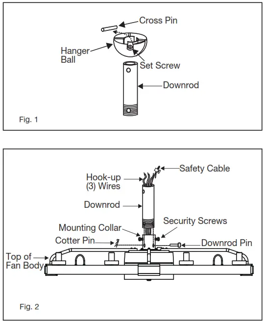 HINKLEY 902928FMB LWD 36 Inch Sawyer Indoor or Outdoor Ceiling Fan - HANGING THE FAN