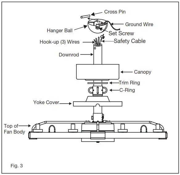 HINKLEY 902928FMB LWD 36 Inch Sawyer Indoor or Outdoor Ceiling Fan - yoke cover,