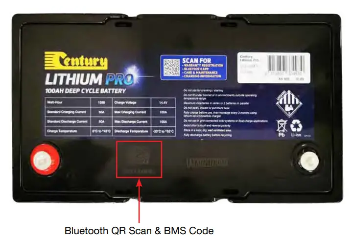 CENTURY C12 100XLi 100AH Lithium Deep Cycle-BMS Code